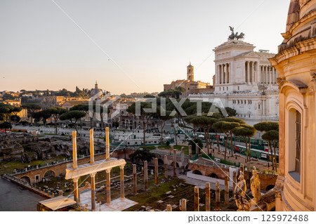 Capitoline Hill and Altare della Patria at Sunset 125972488