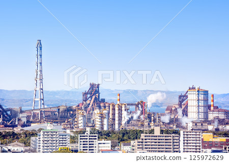 Oita city area and steelworks 125972629