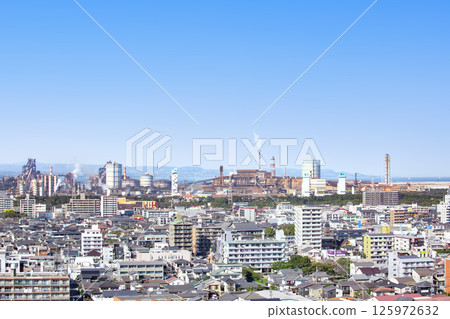 Oita city area and steelworks Oita city area and steelworks 125972632