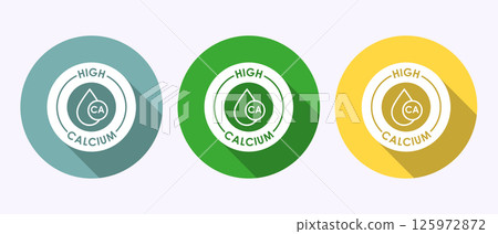 High calcium icon design illustration, High calcium label, logo, sign, symbol, in shadow button design High calcium icon design illustration, High calcium label, logo, sign, symbol, in shadow button design 125972872