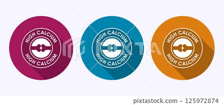 High calcium icon design illustration, High calcium label, logo, sign, symbol, in shadow button design High calcium icon design illustration, High calcium label, logo, sign, symbol, in shadow button design 125972874