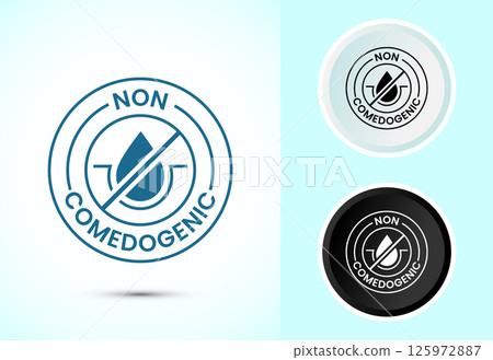 Non comedogenic icon design illustration, non comedogenic label sign in color black and white Non comedogenic icon design illustration, non comedogenic label sign in color black and white 125972887