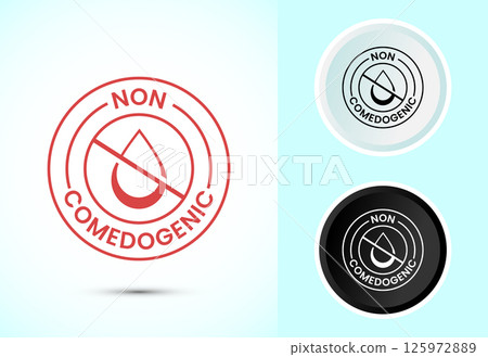 Non comedogenic icon design illustration, non comedogenic label sign in color black and white Non comedogenic icon design illustration, non comedogenic label sign in color black and white 125972889