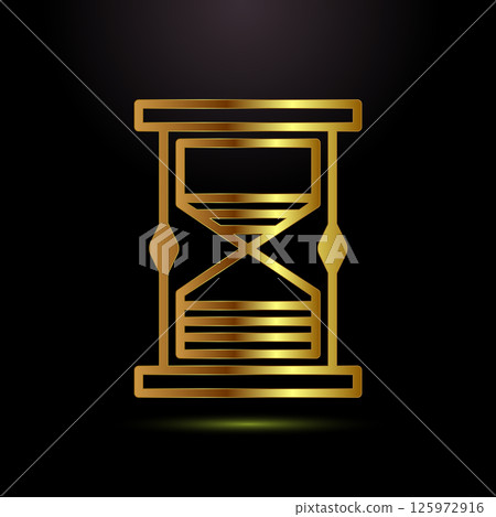 Sand clock icon design illustration. Hourglass symbol, Time measuring sign in gold color style 125972916