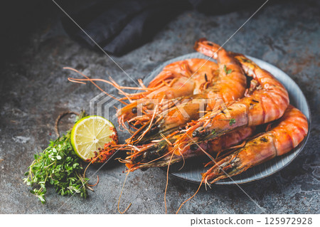 Fresh Tiger Prawns 125972928