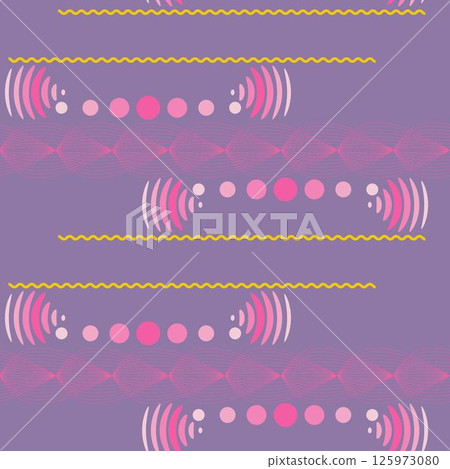 Seamless vector pattern with circles and waves 125973080