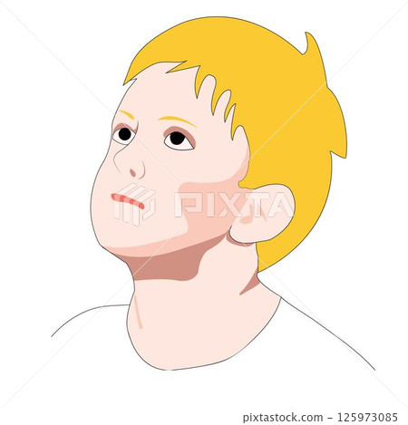 Vector illustration of a boy with blond hair on a white background 125973085
