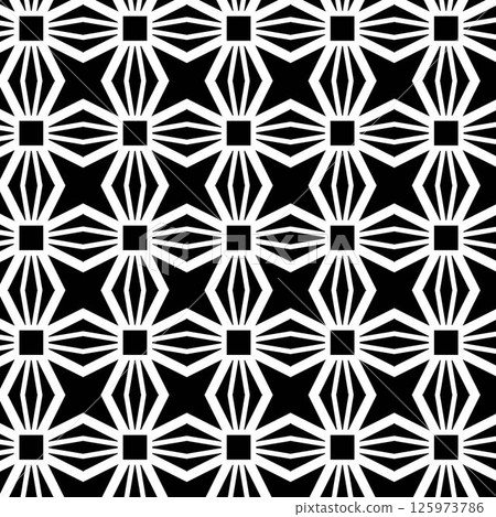 Art Deco Geometric vector pattern with triangular elements. Vector Seamless abstract ornament for wallpapers and backgrounds. Black and white colors Art Deco Geometric vector pattern with triangular elements. Vector Seamless abstract ornament for wallpapers and backgrounds. Black and white colors 125973786