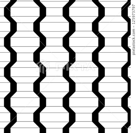 Thin line hexagon Abstract geometric pattern with lines, rhombuses A seamless background. Vector graphic line illustration. Black and white abstract vintage 1920. 125973797