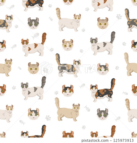 Kinkalow Cat seamless pattern All coat colors set Kinkalow Cat seamless pattern All coat colors set 125973913