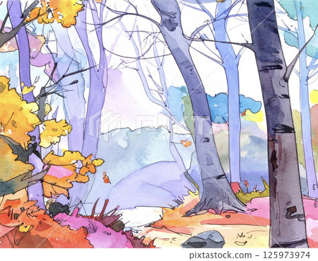 Forest watercolor Forest watercolor 125973974