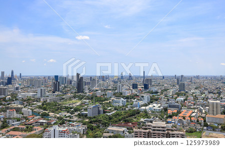 Cityscape skyline in High angle view of the suburbs area,  Suburban skyline of big city. 125973989