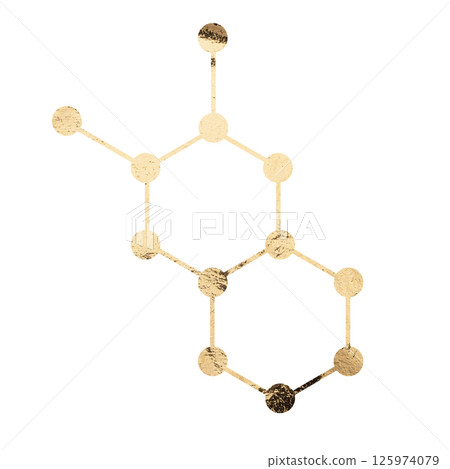 Abstract golden molecule design symbolizing the structure of chemical and biological systems. 125974079