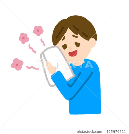 A man is soothed by the smell of laundry 125974321