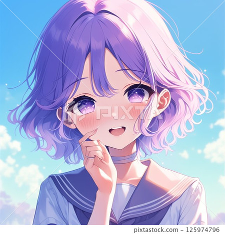 水手服女孩_薰衣草色頭髮_2 125974796