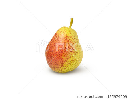 Red fresh pear fruit isolated on white background 125974909