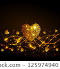 Energy of love. Bright lines with golden hearts. Magic illustration. 125974940
