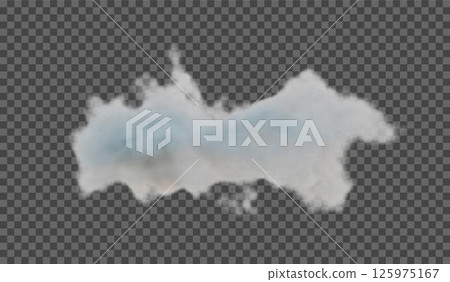 Transparent special effect stands out with fog or smoke. White cloud vector, fog or smog 125975167