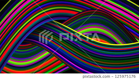 Digital technologies. Wavy multi-colored lines on a black background. Vector illustration for your design. 125975176
