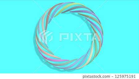 Intertwined stripes in the shape of a torus, in multi-colored colors. Neon hoop inside. Vector illustration. 125975191