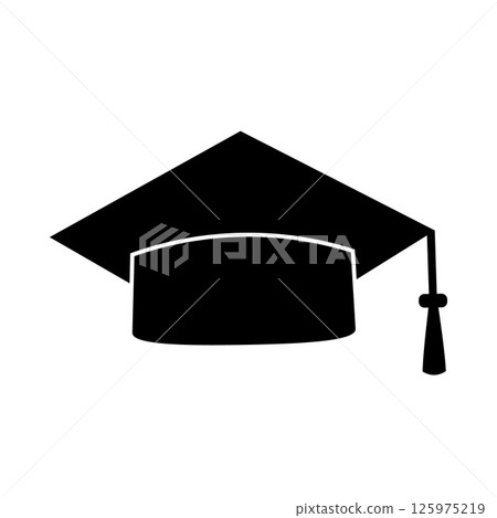 Graduation cap vector icon isolated on white. Academic hat with tassel. Element of design for banner, poster, sticker, flyer, logo design, etc. Graduation cap vector icon isolated on white. Academic hat with tassel. Element of design for banner, poster, sticker, flyer, logo design, etc. 125975219