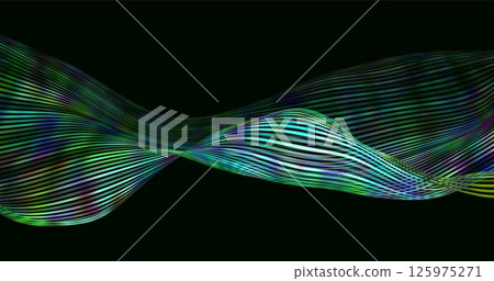Abstract winding lines of different colors on a black background. Vector illustration in concept technology, science, music, modernity. Abstract winding lines of different colors on a black background. Vector illustration in concept technology, science, music, modernity. 125975271