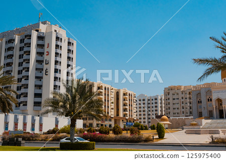 A picture of the city of Muttrah in the Sultanate of Oman, which features two historic castles from ancient times 125975400