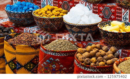Spices at the market Muscat, Oman 125975402