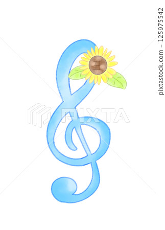 Musical note with sunflowers 125975542