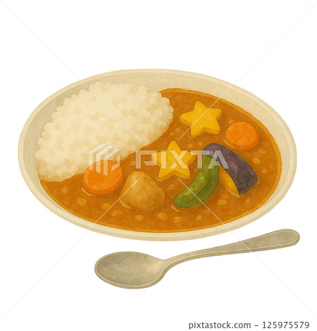 Watercolor style illustration of children's curry 125975579