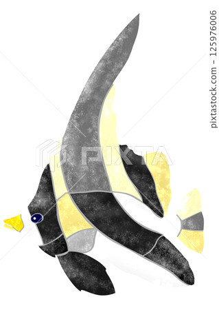 精美的瓷磚風格剪紙插圖,描繪了觀賞魚“南帶旗魚” 精美的瓷磚風格剪紙插圖,描繪了觀賞魚“南帶旗魚” 125976006