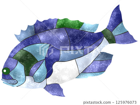 Beautiful tile-style cutout illustration of the saltwater fish, Porgy 125976073