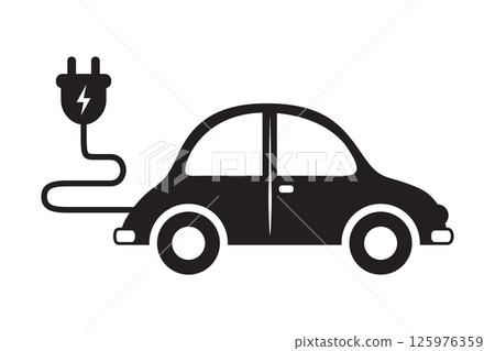 electric car with charging cable pictogram isolated vector illustration electric car with charging cable pictogram isolated vector illustration 125976359