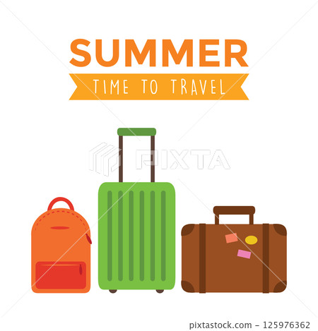 set of colorful suitcases isolated vector illustration 125976362