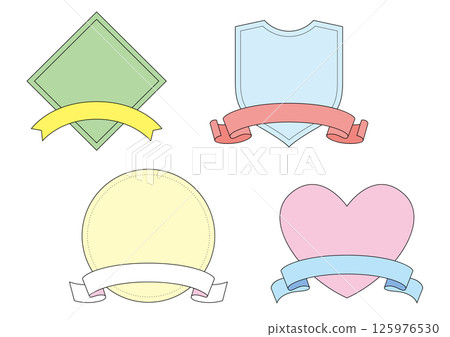 Set of banners with ribbon decoration Set of banners with ribbon decoration 125976530