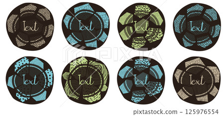 Masculine vector labels and gift tags set in black, green and blue colors with different textures 125976554