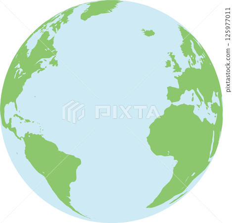 [Simple Earth Illustration] Earth map showing the Western Hemisphere | World map-style image centered on America, Europe, and Africa 125977011
