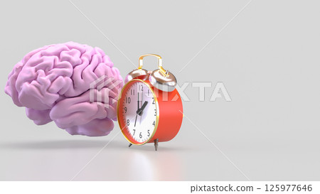 The Brain and clock for sci or health concept 3d Rendering. 125977646
