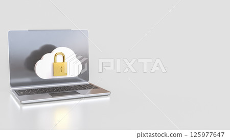 The White cloud and Gold lock for Technology Security concept 3d Rendering. The White cloud and Gold lock for Technology Security concept 3d Rendering. 125977647