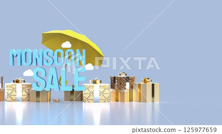 The Yellow umbrella for monsoon sale concept 3d Rendering. 125977659