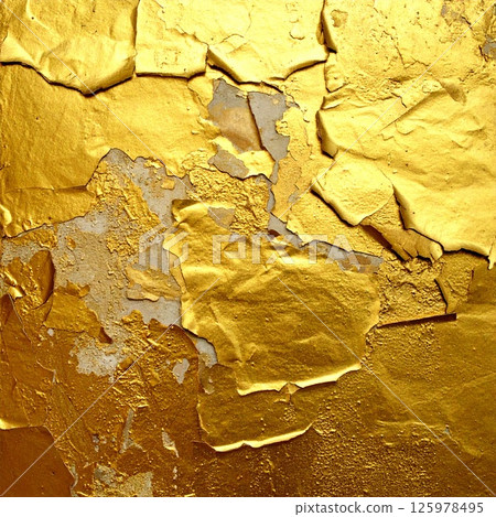 Grunge gold wall with peeling gold leaf 125978495