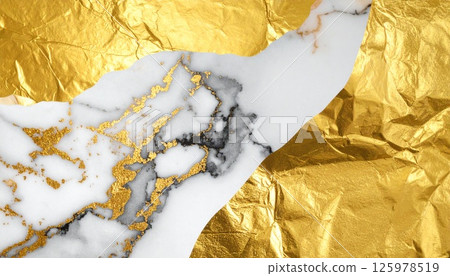 金箔與大理石複合無縫紋理 125978519