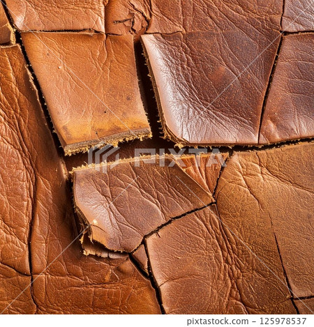 帶有裂縫和皺紋細節的舊皮革 125978537