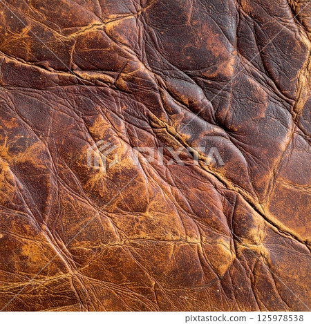帶有裂縫和皺紋細節的舊皮革 125978538