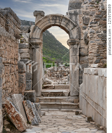 Exploring the Bouleuterion of Ephesus in Selcuk, Izmir, Turkey during a quiet afternoon Exploring the Bouleuterion of Ephesus in Selcuk, Izmir, Turkey during a quiet afternoon 125978689