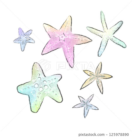 色彩絢麗的海星水彩插畫集 125978890