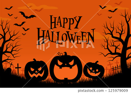 Pumpkin silhouette Halloween background with text Vector illustration 125979009