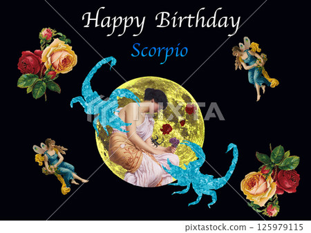 Scorpio vintage birthday card Scorpio vintage birthday card 125979115