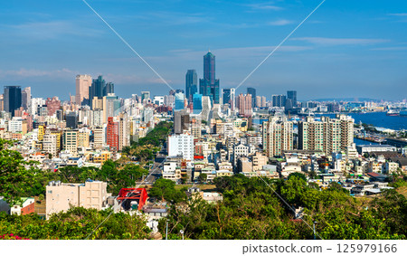 Skyline of Kaohsiung city in Taiwan from Shoushan Mountain 125979166