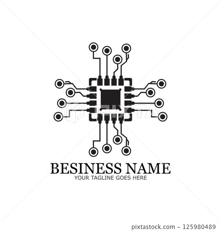 CPU processor line vector icon for websites and mobile flat design ,mini cpu icon flat style,mobile cpu vector,phone cpu illustration,basic cpu icon-vector 125980489